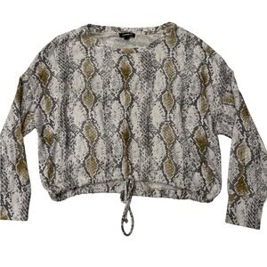 Express Gray and‎ Cream Patterned Top Size S